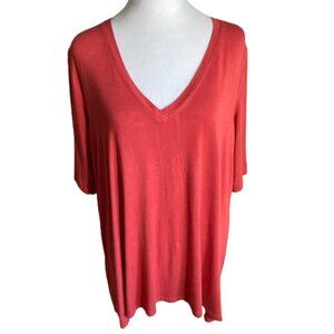 Torrid Super Soft's Knit Top V-Neck Shirt-tail Hem Orange SS Versatile, sz 2X
